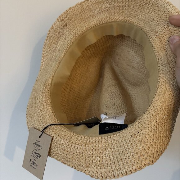 J. Crew Women's Packable Straw Hat F1722 Size S-M Black Ribbon Travel Resort NWT - Picture 8 of 13